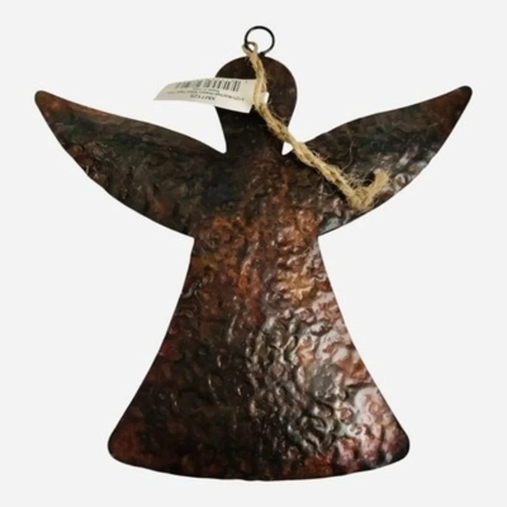 Metal Hammered Angel Ornament Antique Copper Finish 6.5